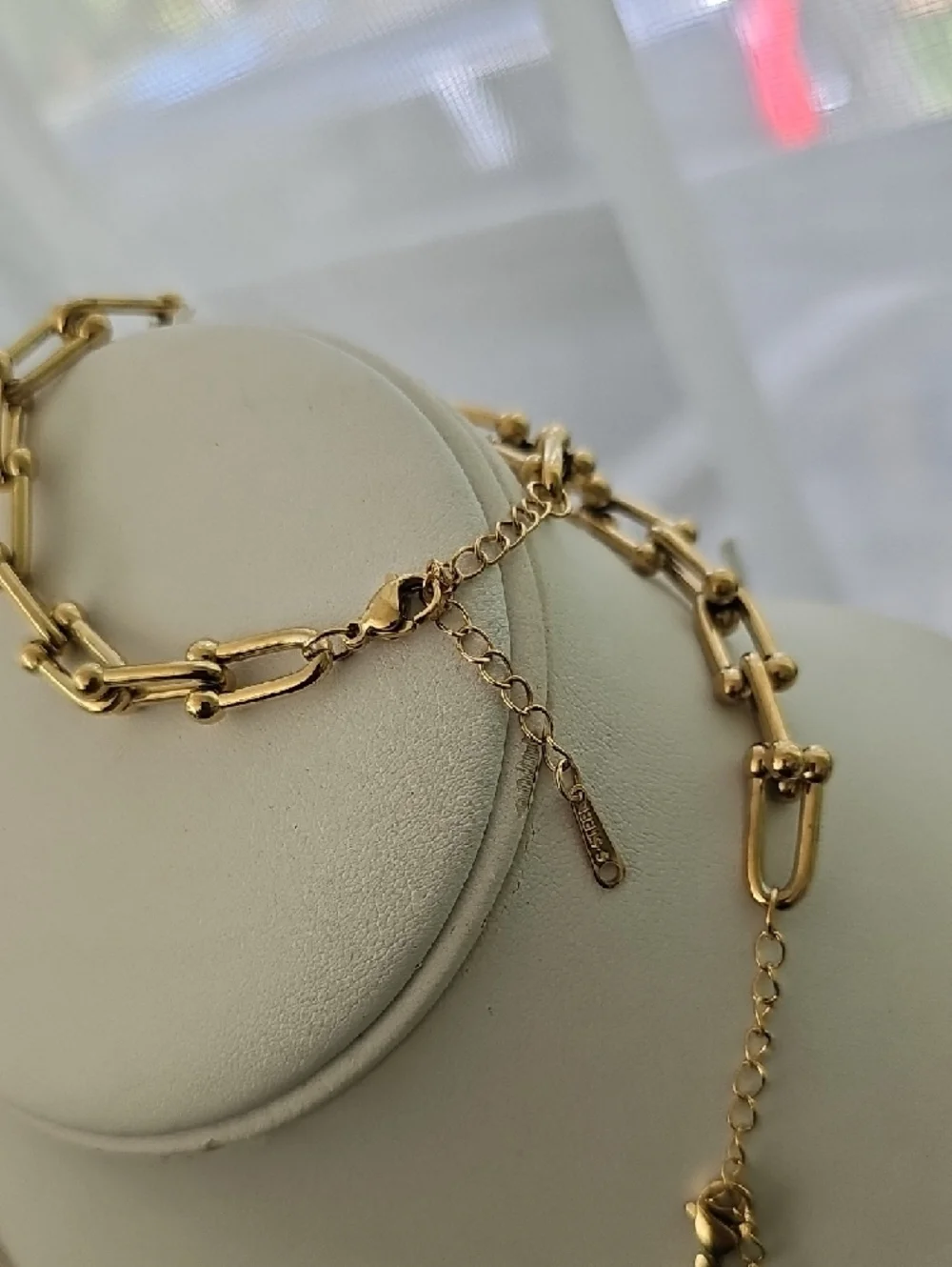 Gold Chain Link Necklace and Bracelet Set - Stainless Steel - Picture 3 of 4